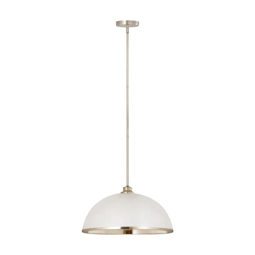 Z-Lite Landry Matte White Brushed Nickel 1 Light Pendant 1004P20-MW-BN | theLightShop