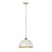 Z-Lite Landry Matte White Rubbed Brass 1 Light Pendant 1004P14-MW-RB | theLightShop