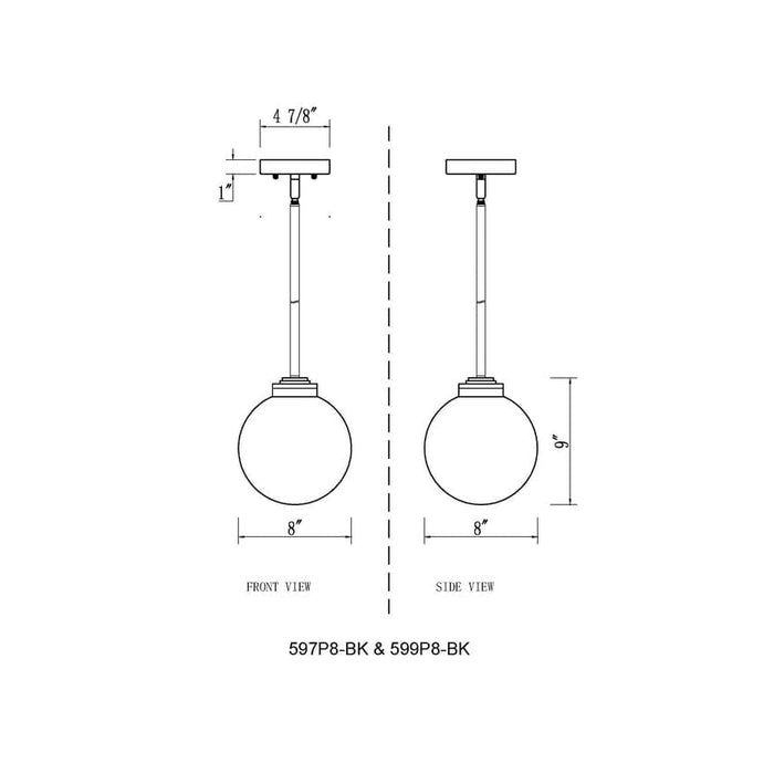 Z-Lite Laurent Black 1 Light Outdoor Pendant 599P8-BK | theLightShop