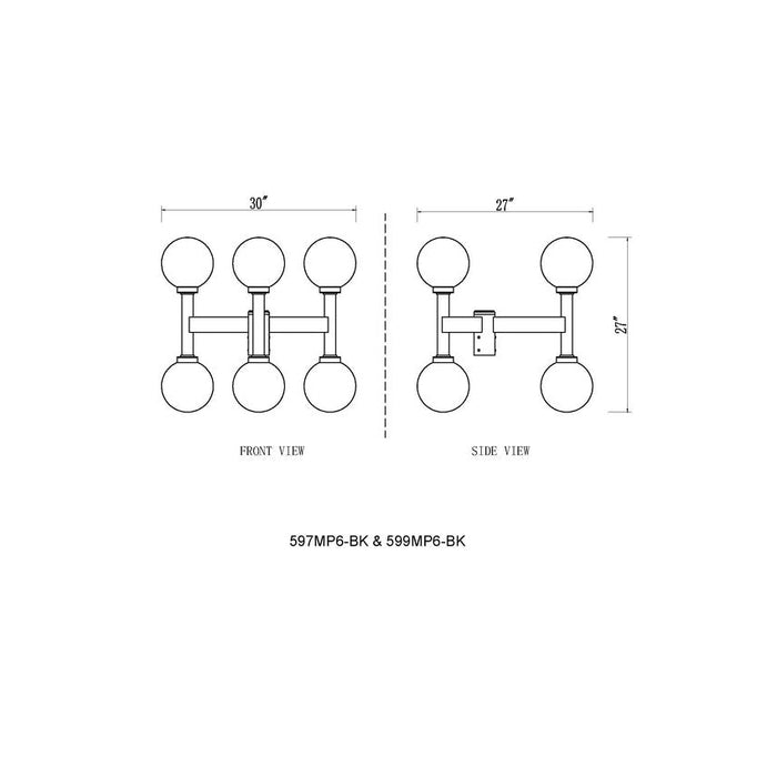 Z-Lite Laurent Black 6 Light Outdoor Post Mount Fixture 597MP6-BK | theLightShop