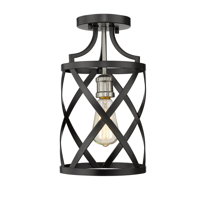 Z-Lite Malcalester Matte Black Brushed Nickel Flushmount 481F1-MB-BN | theLightShop