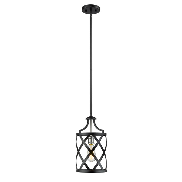Z-Lite Malcalester Matte Black Brushed Nickel Mini-Pendant 481MP-MB-BN | theLightShop