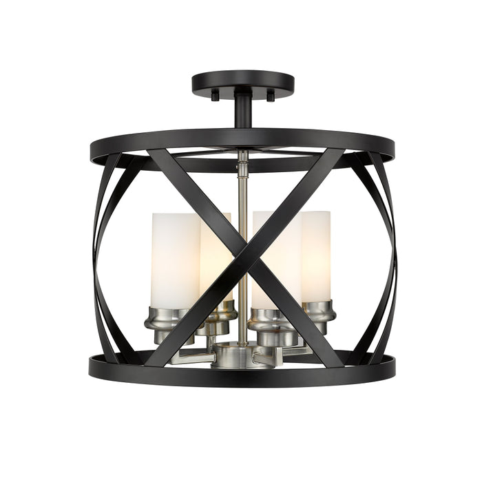 Z-Lite Malcalester Matte Black Brushed Nickel Semi-Flushmount 481SF15-MB-BN | theLightShop