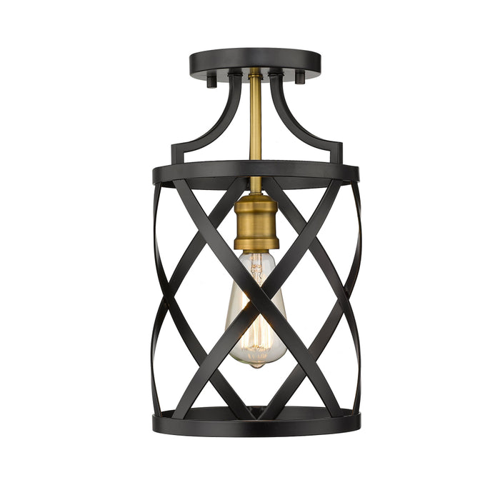 Z-Lite Malcalester Matte Black Olde Brass Flushmount 481F1-MB-OBR | theLightShop