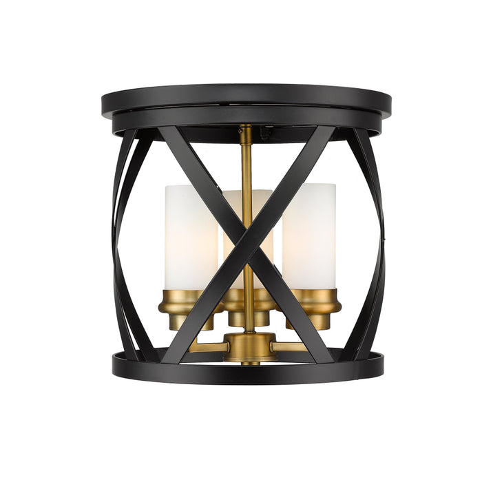Z-Lite Malcalester Matte Black Olde Brass Flushmount 481F13-MB-OBR | theLightShop