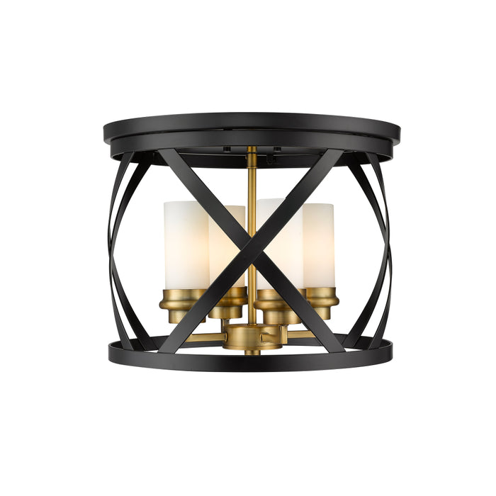 Z-Lite Malcalester Matte Black Olde Brass Flushmount 481F16-MB-OBR | theLightShop