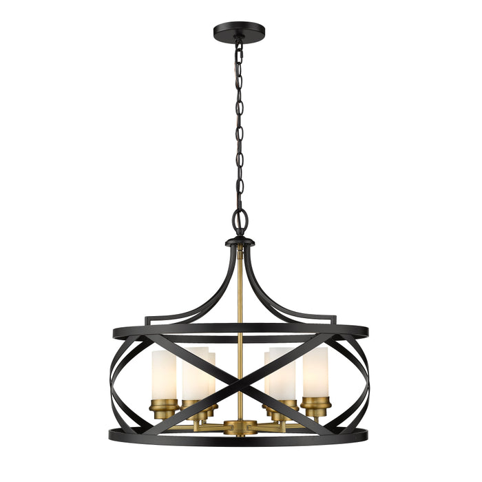 Z-Lite Malcalester Matte Black Olde Brass Pendant 481P24-MB-OBR | theLightShop