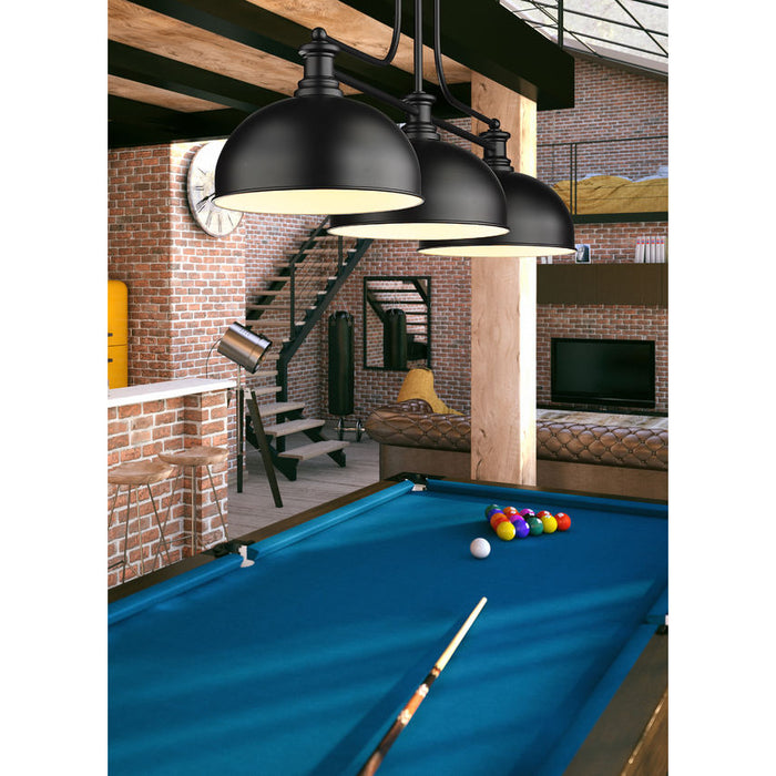 Z-Lite Melange Matte Black 3 Light Billiard Light 725-3MB-D13MB | theLightShop