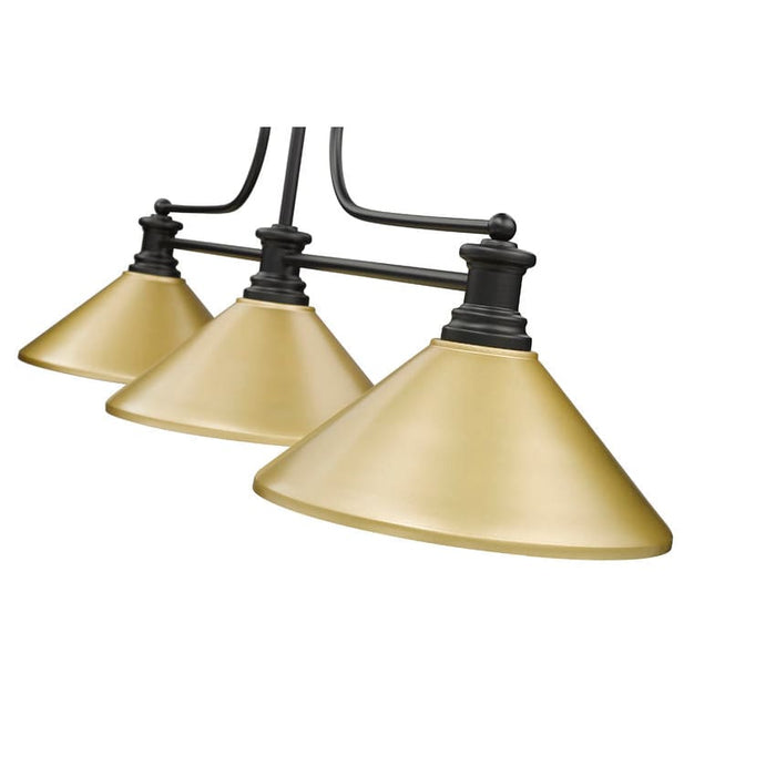 Z-Lite Melange Matte Black 3 Light Billiard Light 725-3MB-MSG | theLightShop