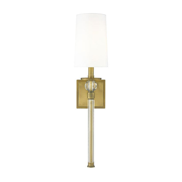 Z-Lite Mia Rubbed Brass Wall Sconce 805-1S-RB-WH | theLightShop