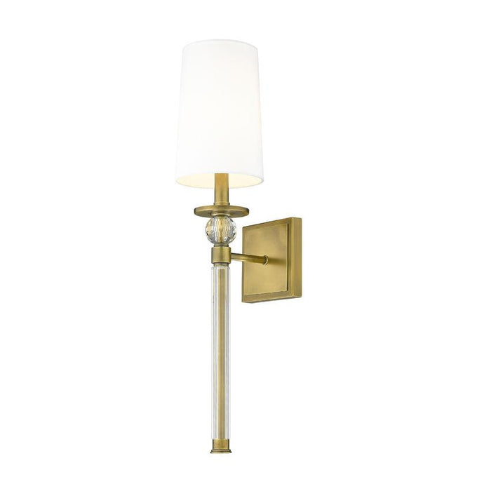 Z-Lite Mia Rubbed Brass Wall Sconce 805-1S-RB-WH | theLightShop