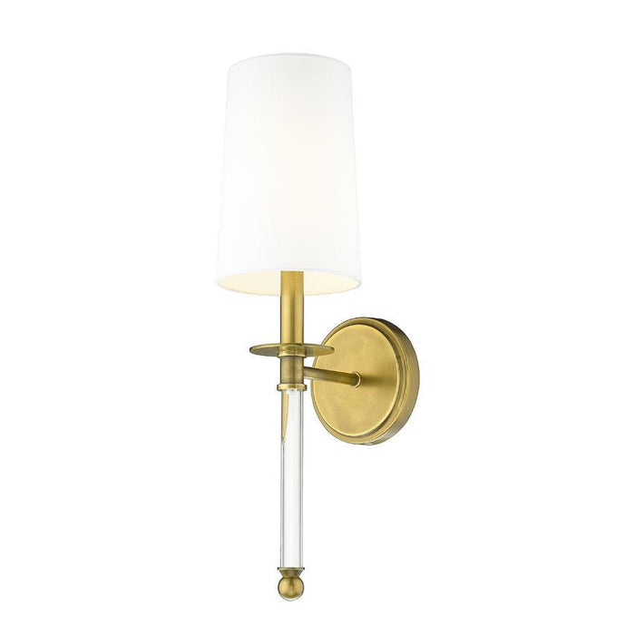 Z-Lite Mila Rubbed Brass Wall Sconce 808-1S-RB-WH | theLightShop
