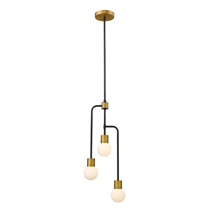 Z-Lite Neutra Matte Black Foundry Brass Chandelier 621-3MB-FB | theLightShop