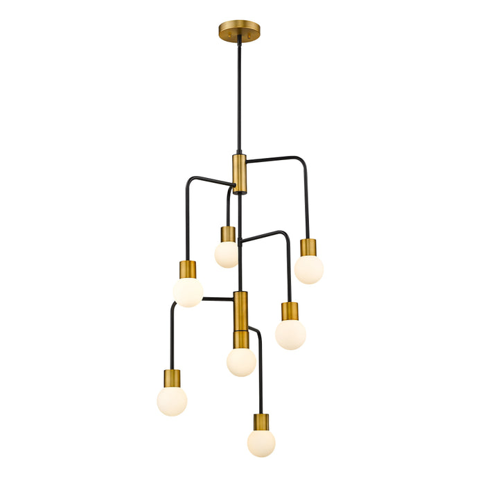 Z-Lite Neutra Matte Black Foundry Brass Chandelier 621-7MB-FB | theLightShop