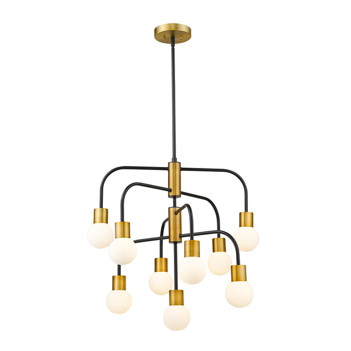 Z-Lite Neutra Matte Black Foundry Brass Chandelier 621-9MB-FB | theLightShop