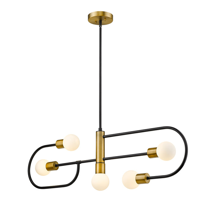 Z-Lite Neutra Matte Black Foundry Brass Island-Billiard 621-5L-MB-FB | theLightShop