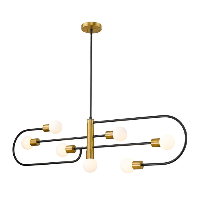 Z-Lite Neutra Matte Black Foundry Brass Island-Billiard 621-7L-MB-FB | theLightShop