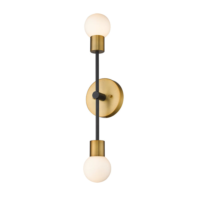 Z-Lite Neutra Matte Black Foundry Brass Wall Sconce 621-2S-MB-FB | theLightShop