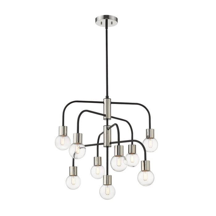 Z-Lite Neutra Matte Black Polished Nickel Chandelier 621-9MB-PN | theLightShop