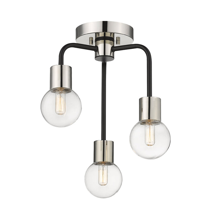 Z-Lite Neutra Matte Black Polished Nickel Semi-Flushmount 621-3SF-MB-PN | theLightShop