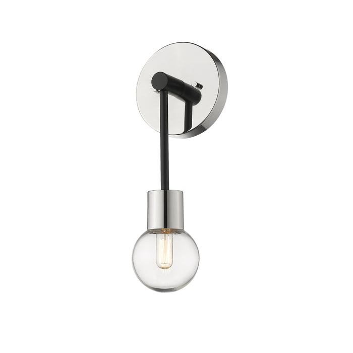 Z-Lite Neutra Matte Black Polished Nickel Wall Sconce 621-1S-MB-PN | theLightShop