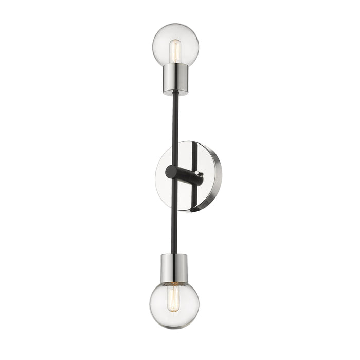 Z-Lite Neutra Matte Black Polished Nickel Wall Sconce 621-2S-MB-PN | theLightShop