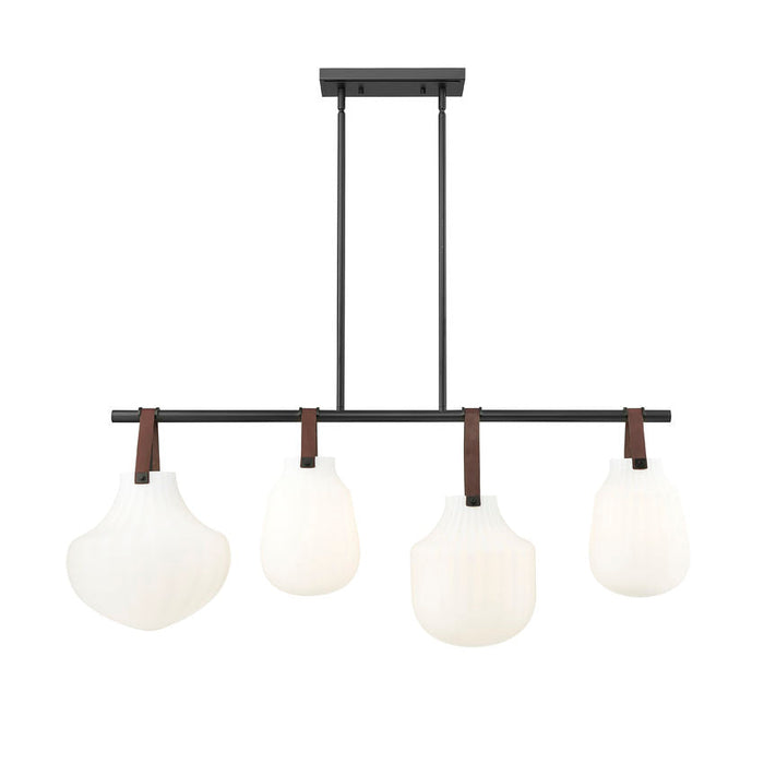 Z-Lite Newbury Linear Chandelier Matte Black 4 Light 7513-4L-MB | theLightShop