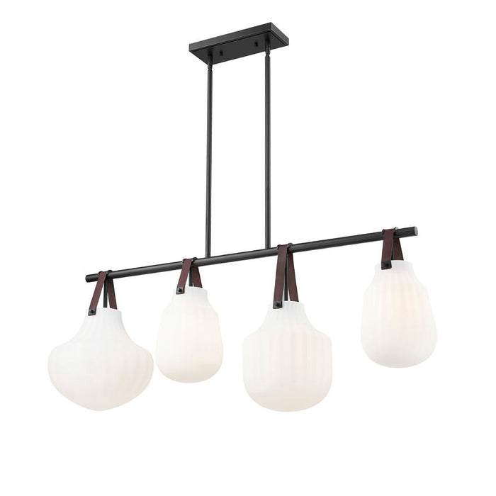 Z-Lite Newbury Linear Chandelier Matte Black 4 Light 7513-4L-MB | theLightShop