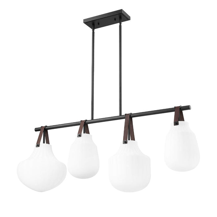 Z-Lite Newbury Linear Chandelier Matte Black 4 Light 7513-4L-MB | theLightShop