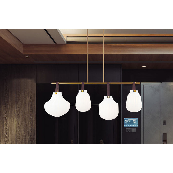 Z-Lite Newbury Linear Chandelier Modern Gold 4 Light 7513-4L-MGLD | theLightShop