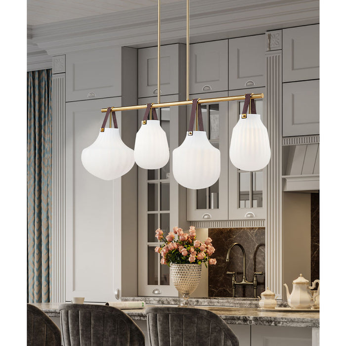 Z-Lite Newbury Linear Chandelier Modern Gold 4 Light 7513-4L-MGLD | theLightShop