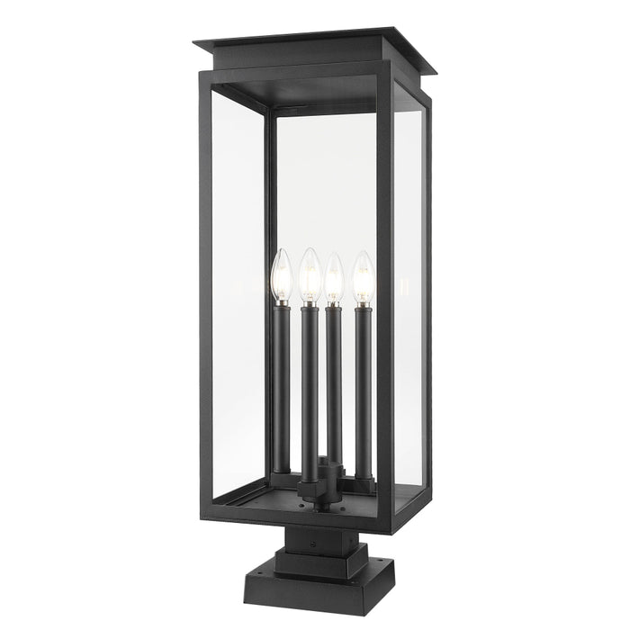 Z-Lite Nova 4 Light Outdoor Pier Mounted Fixture - Black - Square