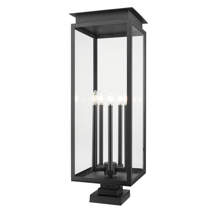 Z-Lite Nova 5 Light Outdoor Pier Mounted Fixture - Black - Square
