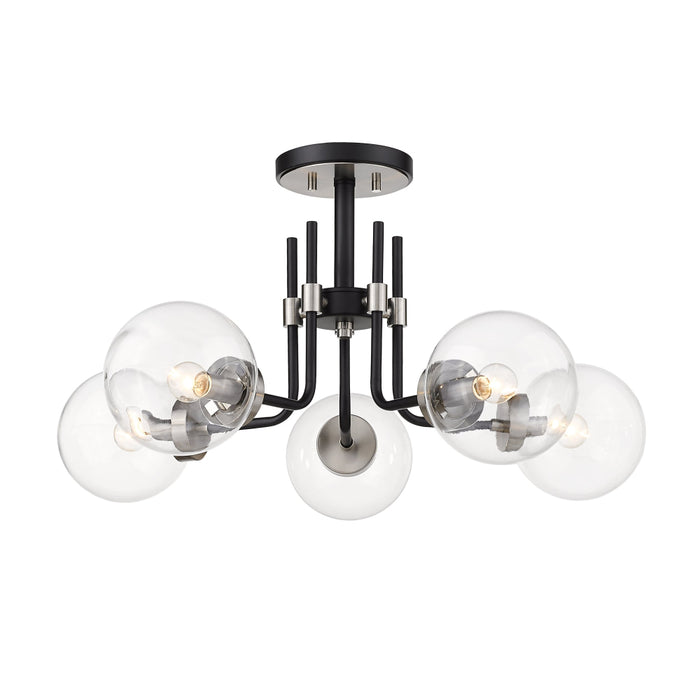 Z-Lite Parsons Matte Black Brushed Nickel Semi-Flushmount 477-5SF-MB-BN | theLightShop