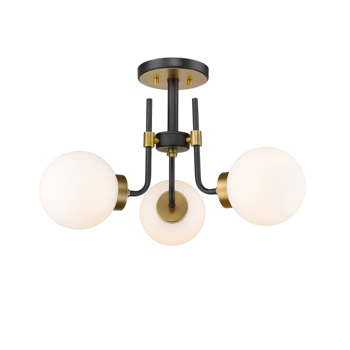 Z-Lite Parsons Matte Black Olde Brass Semi-Flushmount 477-3SF-MB-OBR | theLightShop