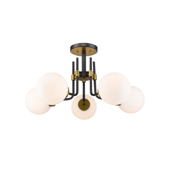 Z-Lite Parsons Matte Black Olde Brass Semi-Flushmount 477-5SF-MB-OBR | theLightShop