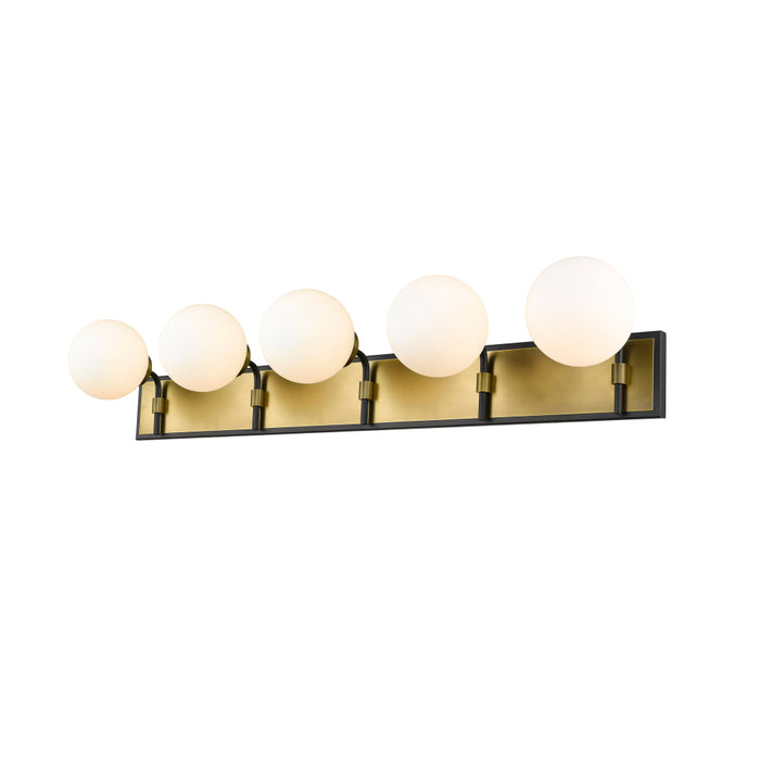 Z-Lite Parsons Matte Black Olde Brass Vanity 477-5V-MB-OBR | theLightShop
