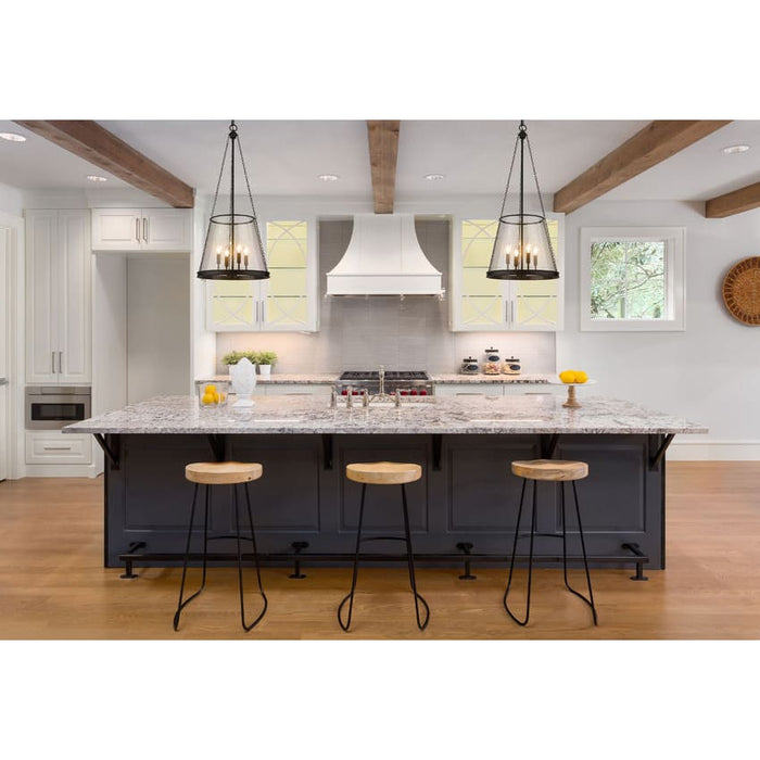 Z-Lite Prescott Matte Black 4 Light Pendant 341P18-MB | theLightShop