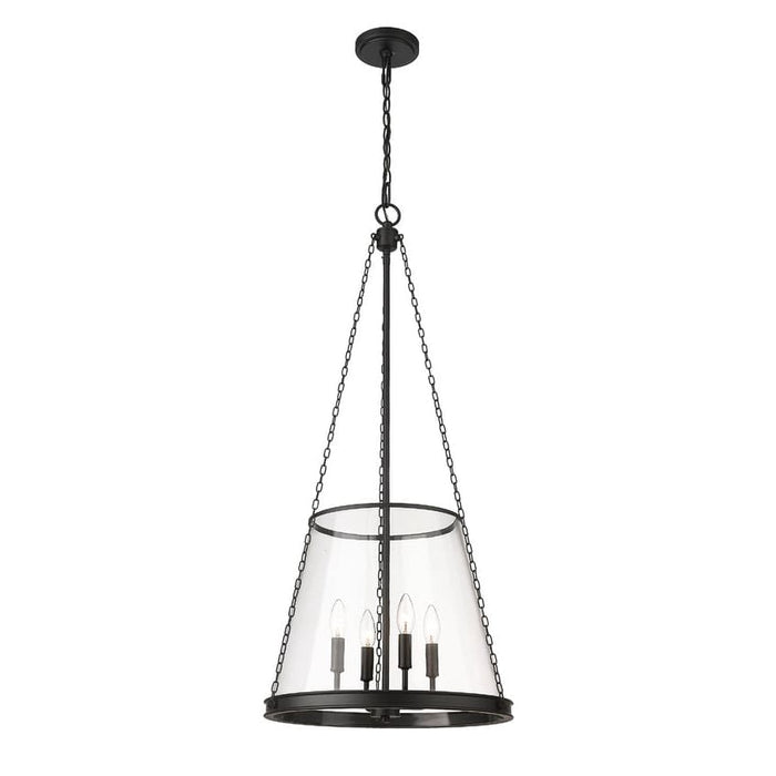Z-Lite Prescott Matte Black 4 Light Pendant 341P18-MB | theLightShop