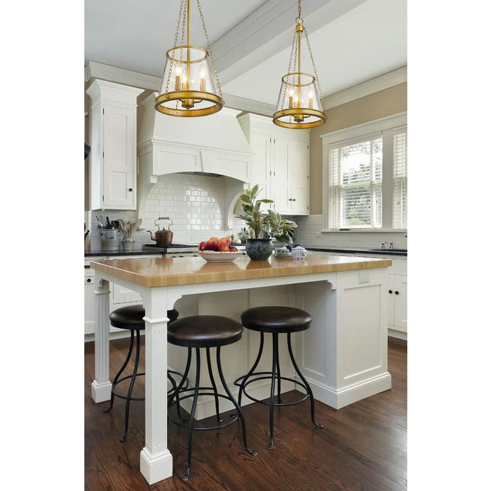 Z-Lite Prescott Rubbed Brass 3 Light Pendant 341P12-RB | theLightShop