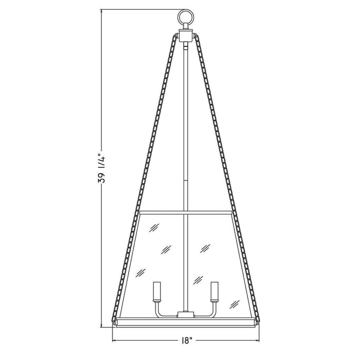 Z-Lite Prescott Rubbed Brass 4 Light Pendant 341P18-RB | theLightShop