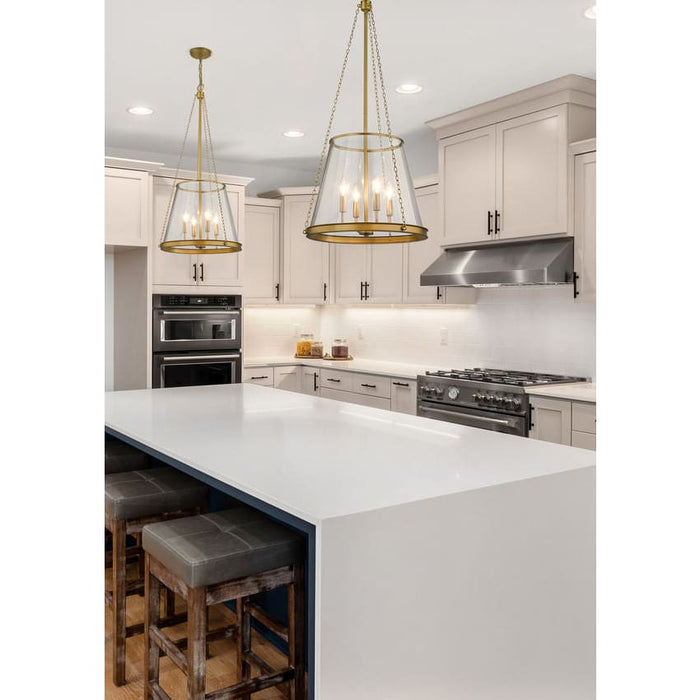 Z-Lite Prescott Rubbed Brass 4 Light Pendant 341P18-RB | theLightShop