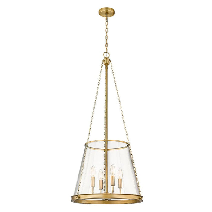 Z-Lite Prescott Rubbed Brass 4 Light Pendant 341P18-RB | theLightShop