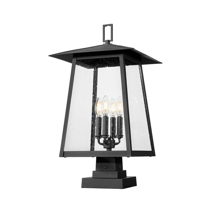 Z-Lite Rainer Outdoor Pier Mounted Fixture Black 4 Light 5015PHBS-SQPM-BK | theLightShop