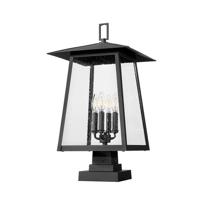 Z-Lite Rainer Outdoor Pier Mounted Fixture Black 4 Light 5015PHBS-SQPM-BK | theLightShop