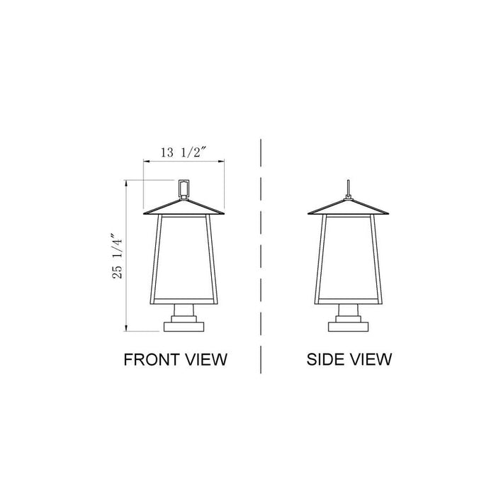 Z-Lite Rainer Outdoor Pier Mounted Fixture Black 4 Light 5015PHBS-SQPM-BK | theLightShop