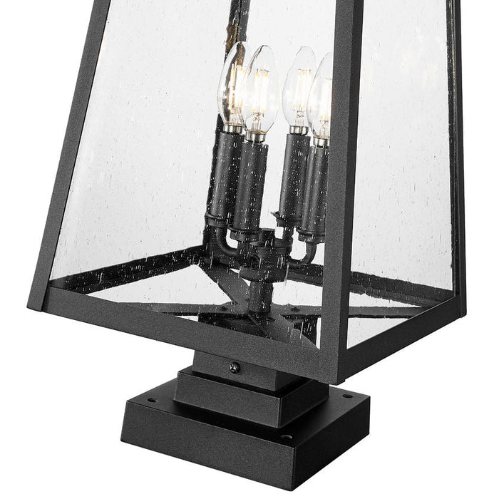 Z-Lite Rainer Outdoor Pier Mounted Fixture Black 4 Light 5015PHBS-SQPM-BK | theLightShop