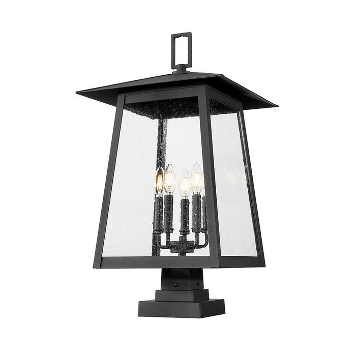 Z-Lite Rainer Outdoor Pier Mounted Fixture Black 5 Light 5015PHXLS-SQPM-BK | theLightShop