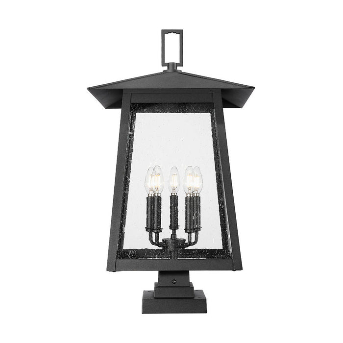 Z-Lite Rainer Outdoor Pier Mounted Fixture Black 5 Light 5015PHXLS-SQPM-BK | theLightShop