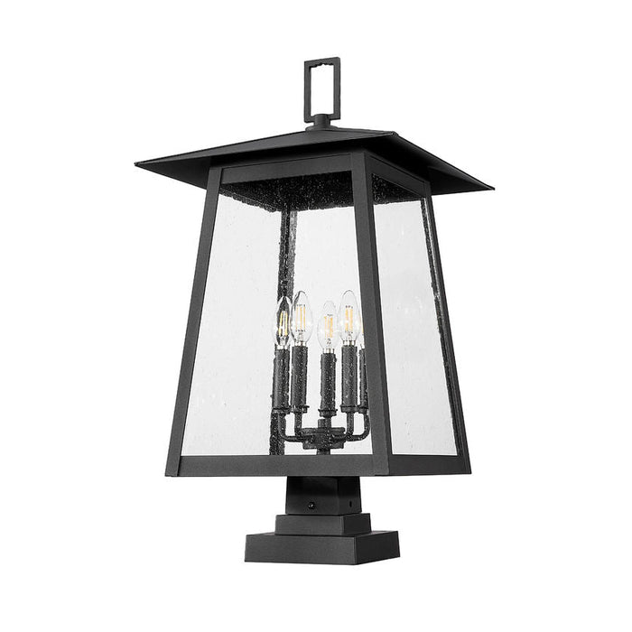 Z-Lite Rainer Outdoor Pier Mounted Fixture Black 5 Light 5015PHXLS-SQPM-BK | theLightShop